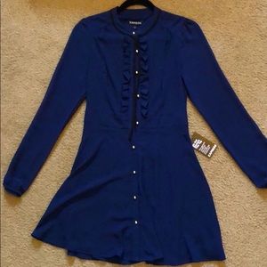 NWT Express Brand Navy blue w gold buttons dress